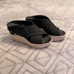 Black slip on sandals